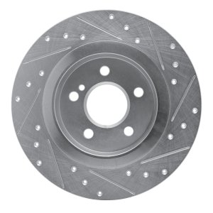 Mercedes-Benz SLC300 Brake Rotor (1) - Rear Left - R1 Concepts - Drilled & Slotted - Silver - `12-`20